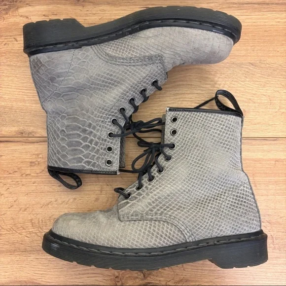 Dr. Martens Black and Gray Combat Boots - Picture 9 of 11